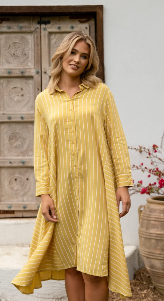 Cadillia Dress - Cashew Stripe