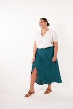 Botanical Midi Skirt - Teal