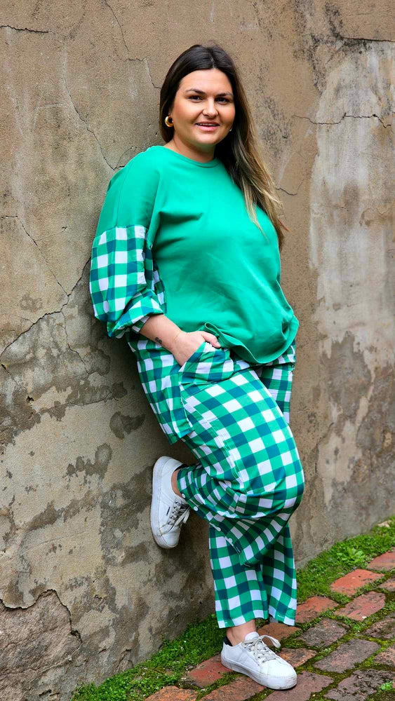 Harmony Check Pant - Green