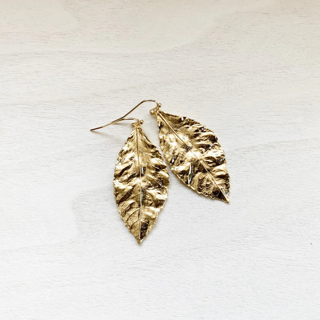 Crumpled Leaf Earring- Gold