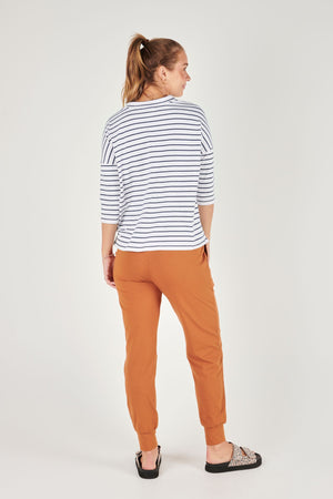 Matilda 3/4 Sleeve Tee - Navy White Stripe
