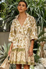 Miss June Dress Leona - Off White/Khaki