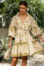 Miss June Dress Leona - Off White/Khaki