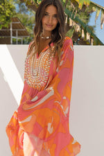 Miss June Kaftan Rachel - Orange/Pink