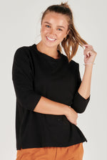 Matilda 3/4 Sleeve Tee - Black