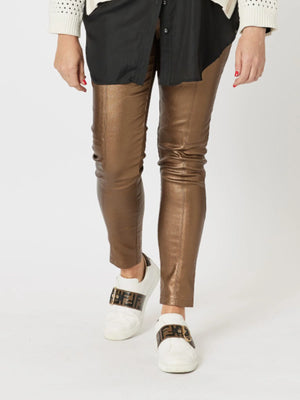 Luna Faux Leather Straight Leg Pants - Bronze