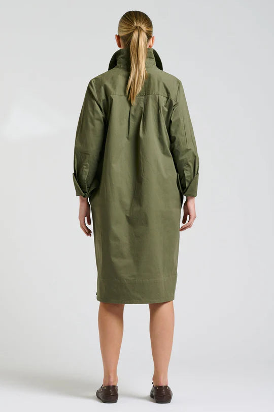 Jane Utility Popover Dress- Khaki