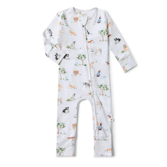 Organic Romper- Dog Park