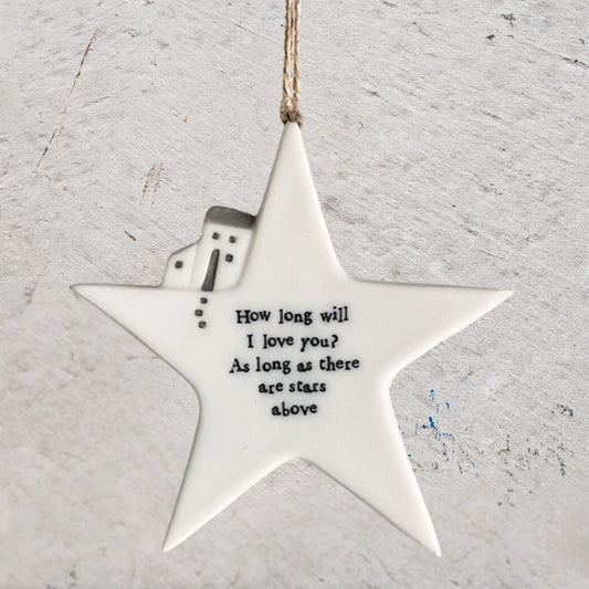 Porcelain Hanging Star- How Long Love