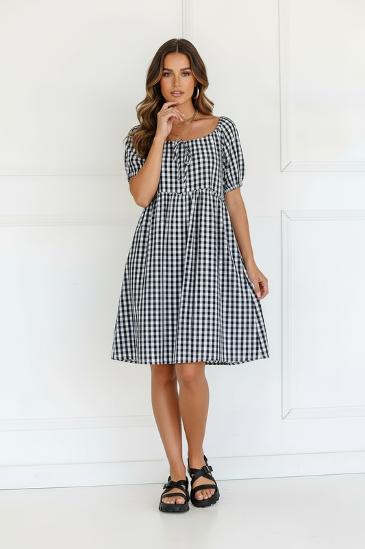 Gingham Dress Black