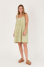 Cross Back Detail Dress - Green Floral Check