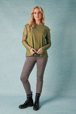 Lace Sleeve Top - Olive