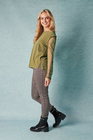 Lace Sleeve Top - Olive