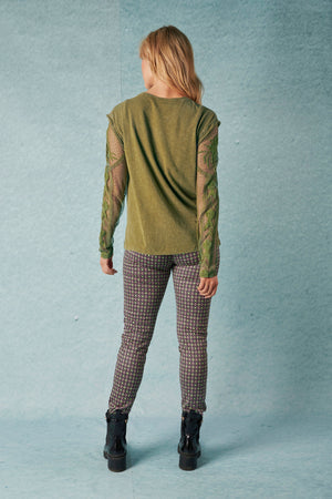 Lace Sleeve Top - Olive