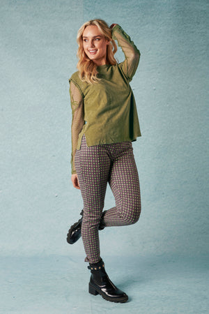 Lace Sleeve Top - Olive