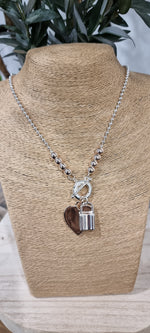 Allure Heart & Lock Necklace - Two Tone Silver & Rose Gold