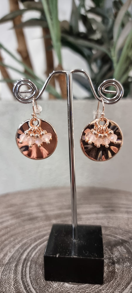 Allure Rippled Bead Earring - Rose Gold