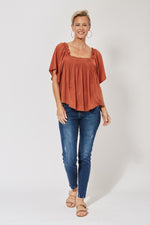 Saba Flutter Top - Rust