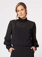 Dobby Spot Blouse - Black