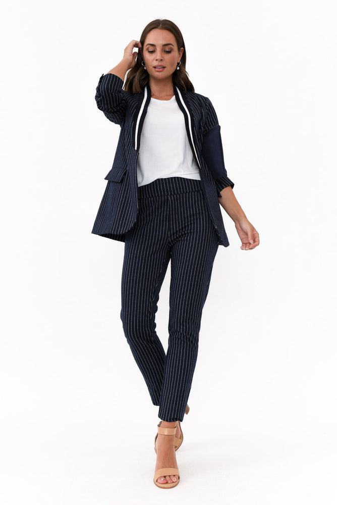 
            
                Load image into Gallery viewer, Ascot Pinstripe Pull On Pant - Black
            
        