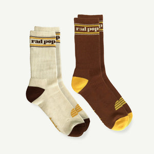 Rad Pop Crew Organic Cotton Socks - Mens Natural/Brown