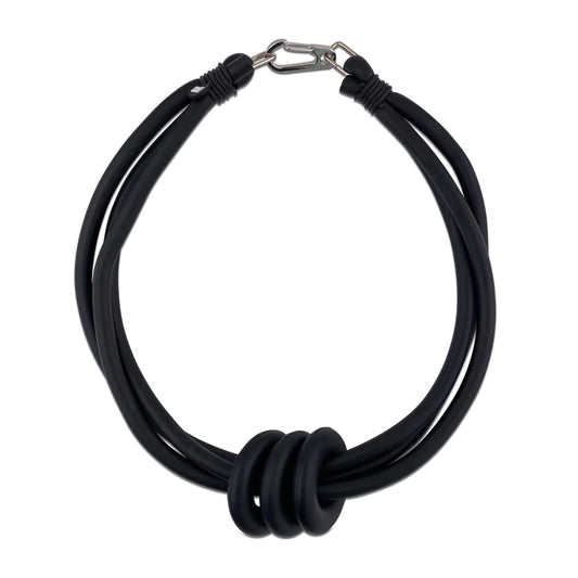 Frank Ideas Rubber Triple Ring Necklace - Black