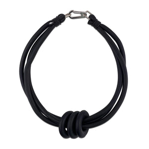 Frank Ideas Rubber Triple Ring Necklace - Black