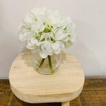 White Hydrangea in glass vase