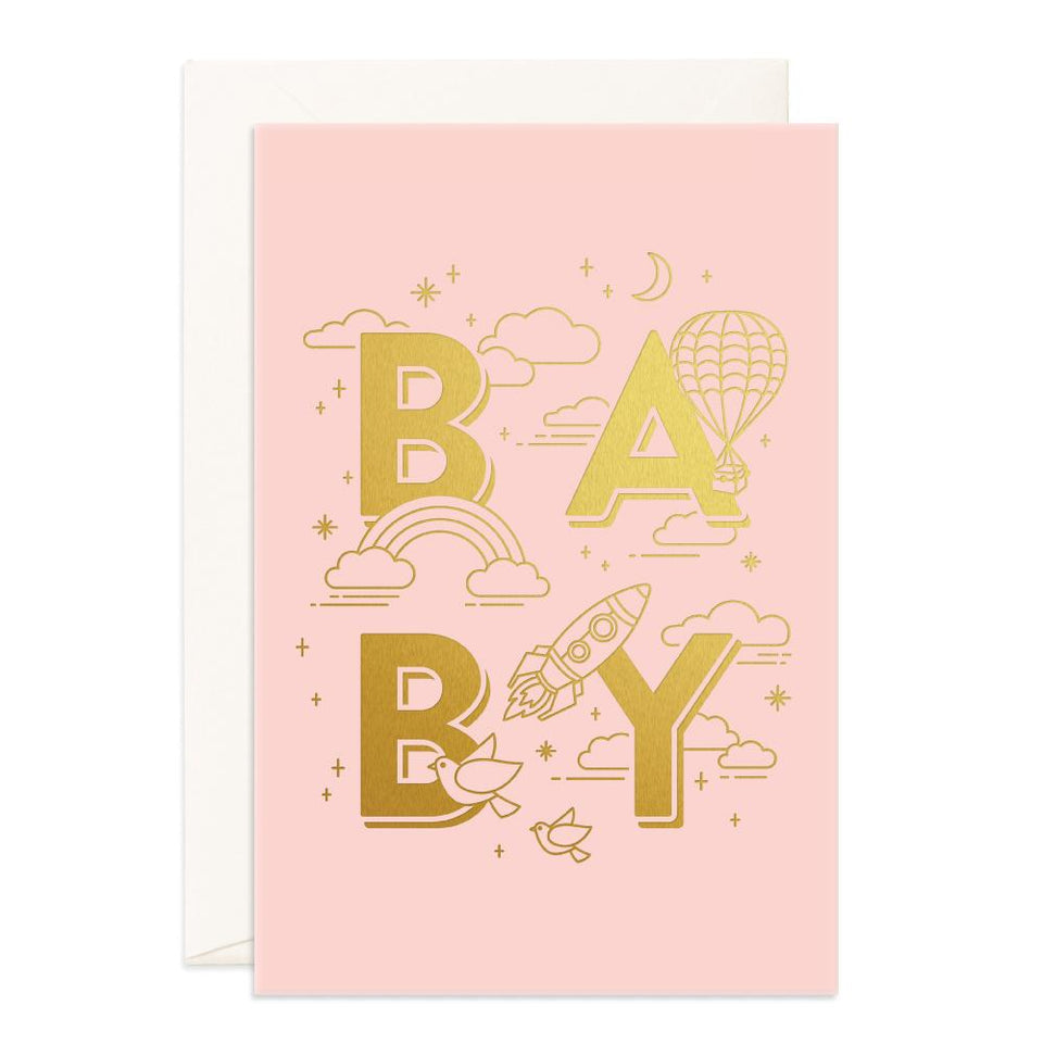 
            
                Load image into Gallery viewer, Fox &amp;amp; Fallow Greeting Card - Baby Girl Universe Jumbo
            
        