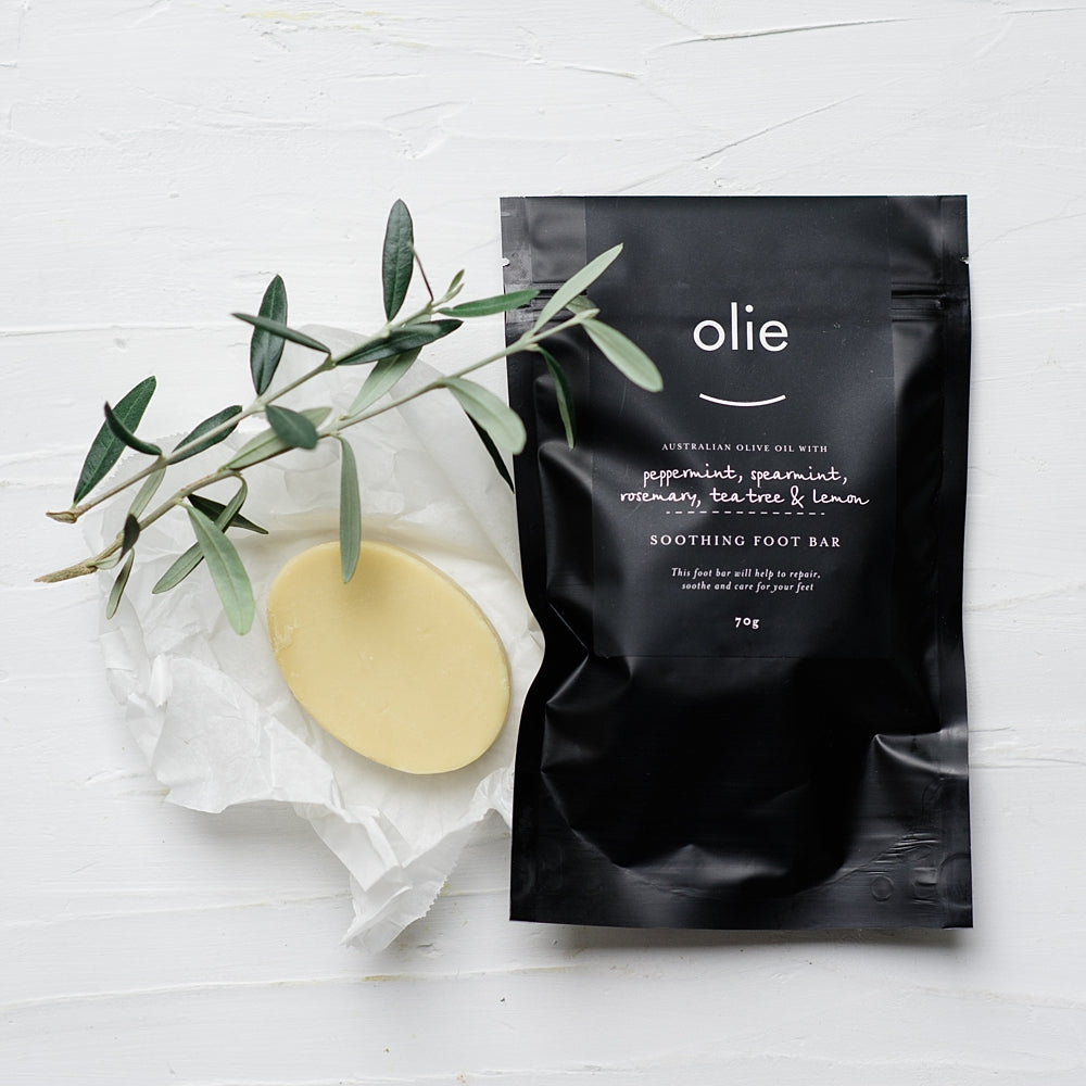 
            
                Load image into Gallery viewer, Olieve &amp;amp; Olie Soothing Foot Bar - Peppermint, Lemon &amp;amp; Tea Tree 80g
            
        