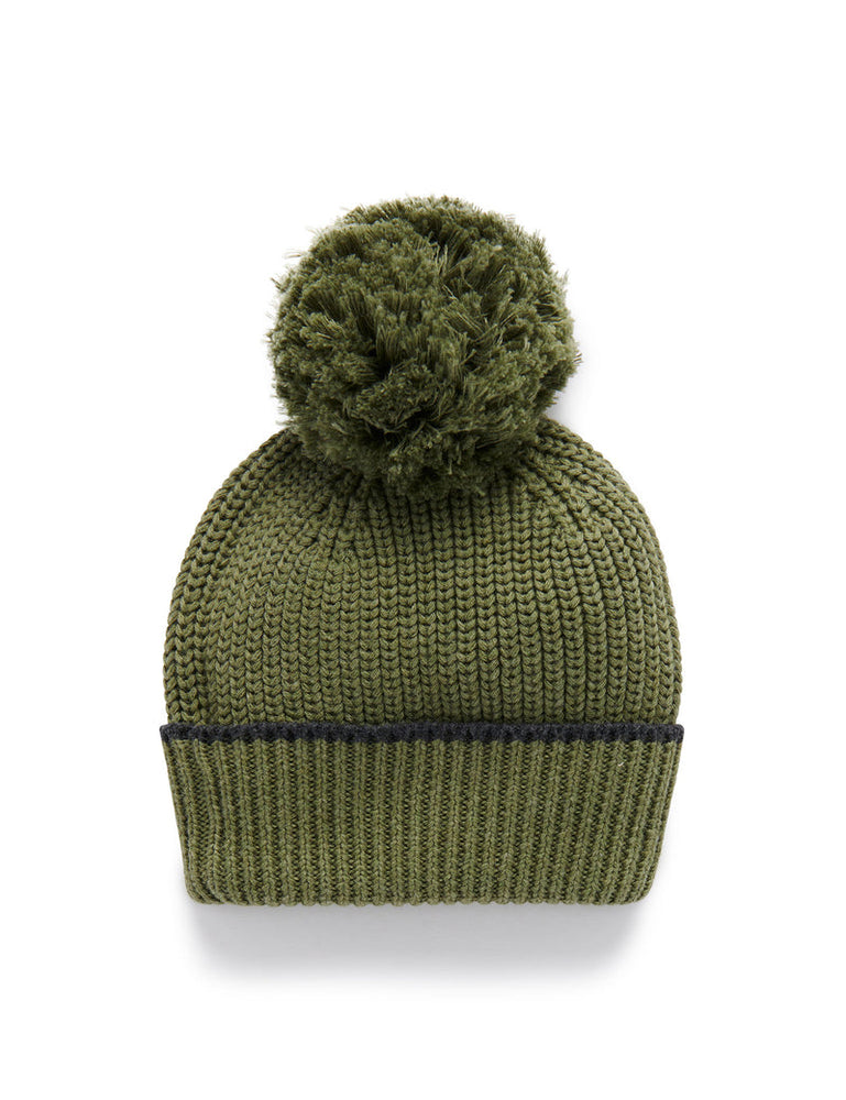 Fishermans Ribbed Beanie - Olive Melange