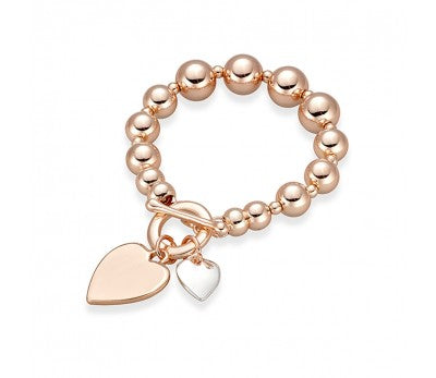 Allure Double Heart Fob Bracelet - Rose Gold