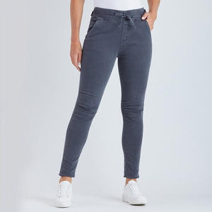 Threadz Tie Front Gathered Jean - Charcoal