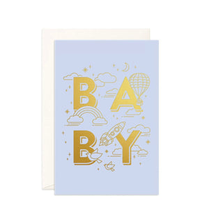 Fox & Fallow Greeting Card - Baby Boy Universe Jumbo