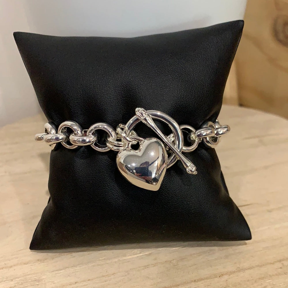 Allure Belcher Bracelet Heart Fob  - Silver