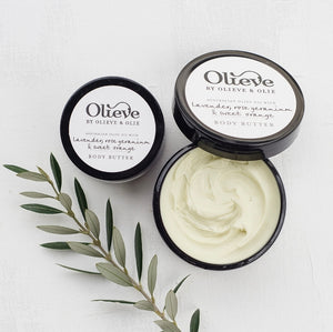 
            
                Load image into Gallery viewer, Olieve &amp;amp; Olie Body Butter - Lavender, Rose Geranium &amp;amp; Sweet Orange
            
        