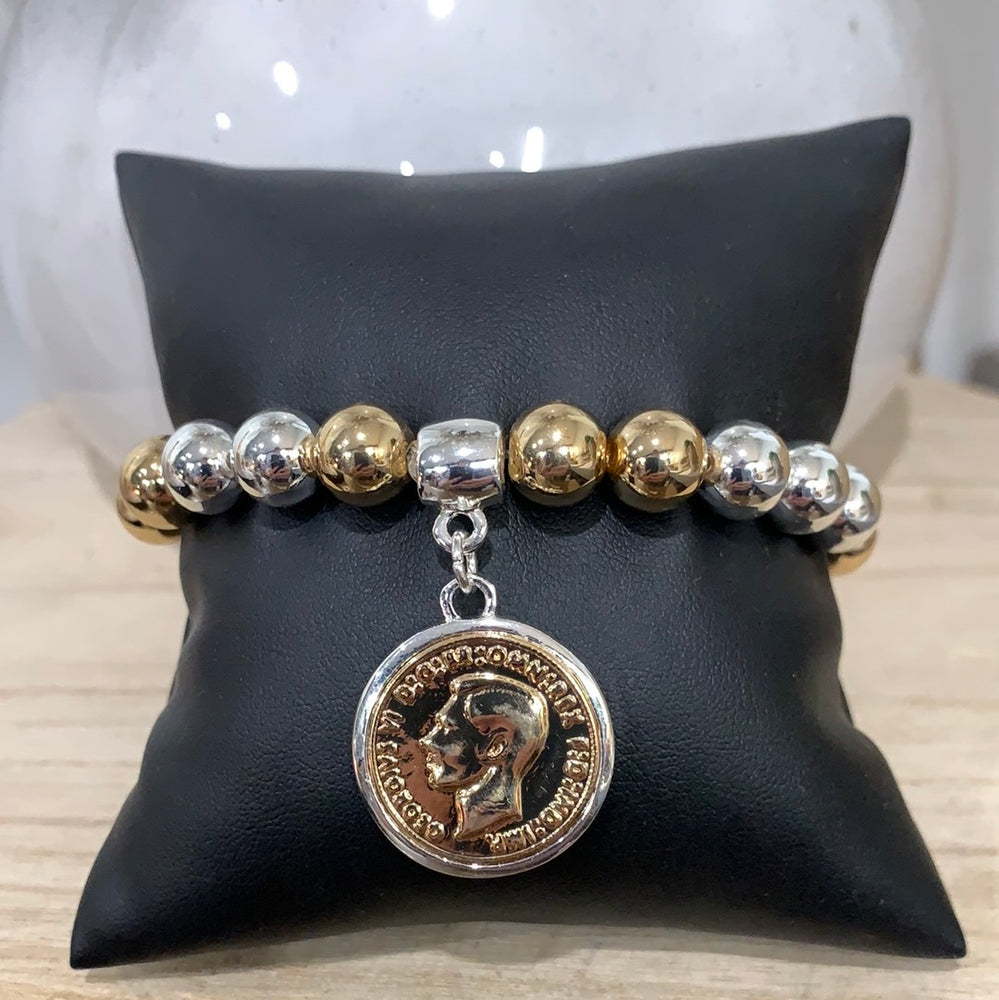 Allure Bead Coin Bracelet - Two Tone