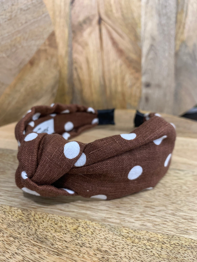 Linen Knot Headband - Henna with White Spots