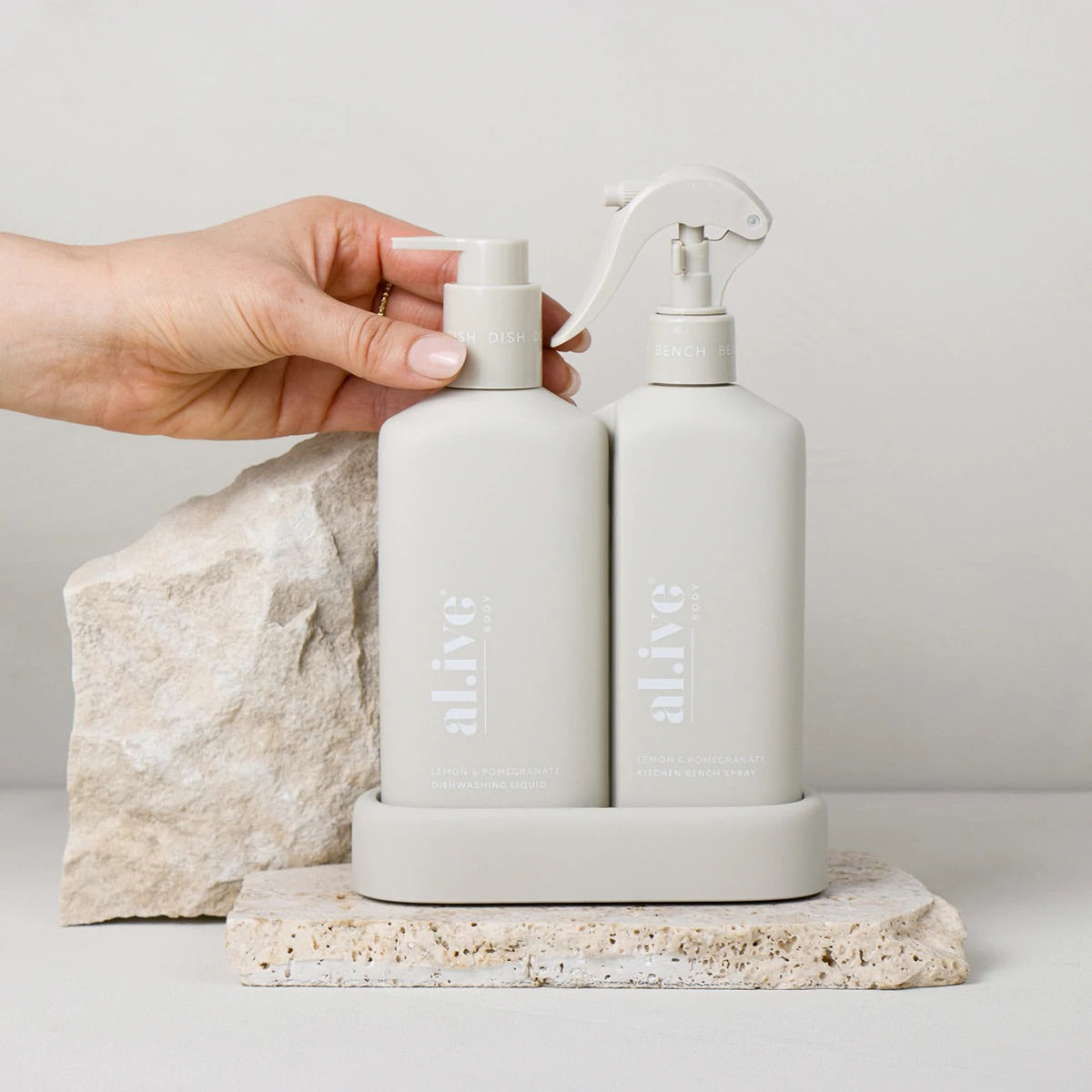 Alive Body Dish Wash & Bench Spray Duo - Lemon/Pomegranate