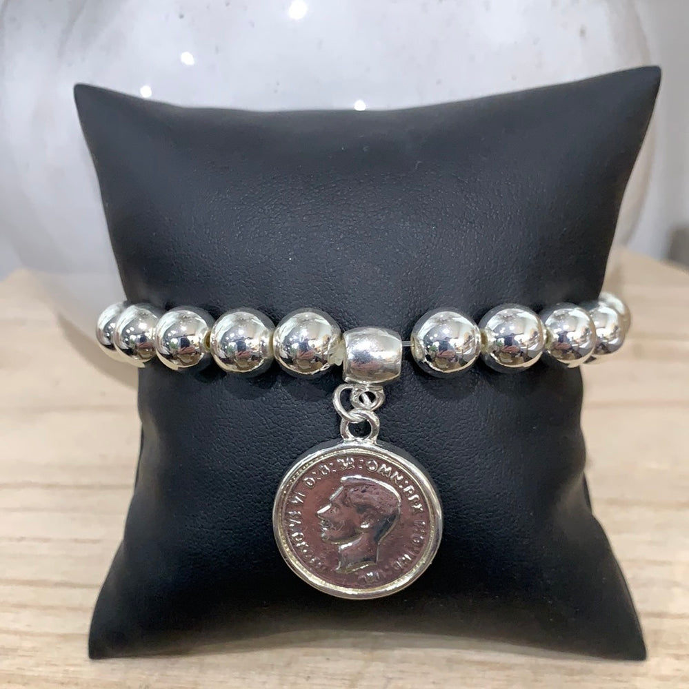 Allure Bead Coin Bracelet - Silver