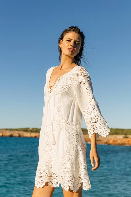 Miss June Yamba Tu Dress - Crochet White