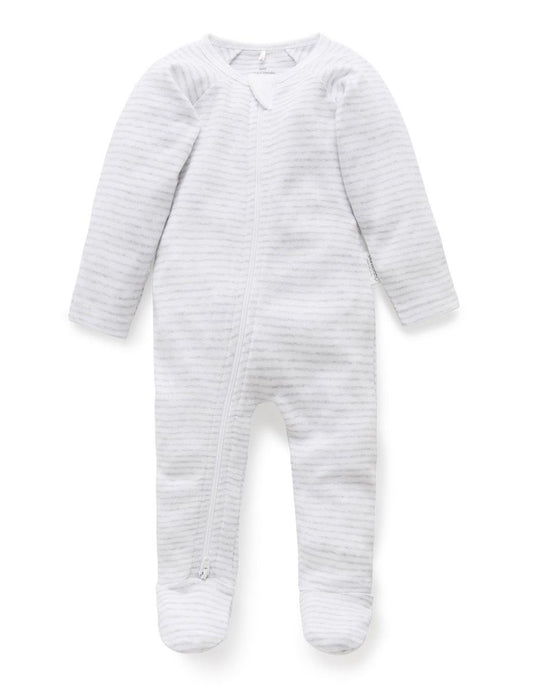 Purebaby Zip Growsuit & Hat Pack - Pale Grey