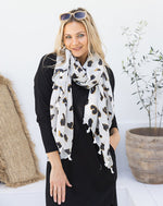 Animal Print Scarf - Cream/Tan