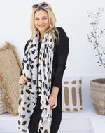 Animal Print Scarf - Cream/Tan